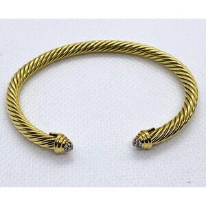 David Yurman 18K 750 Yellow Gold Diamond Cable Bracelet